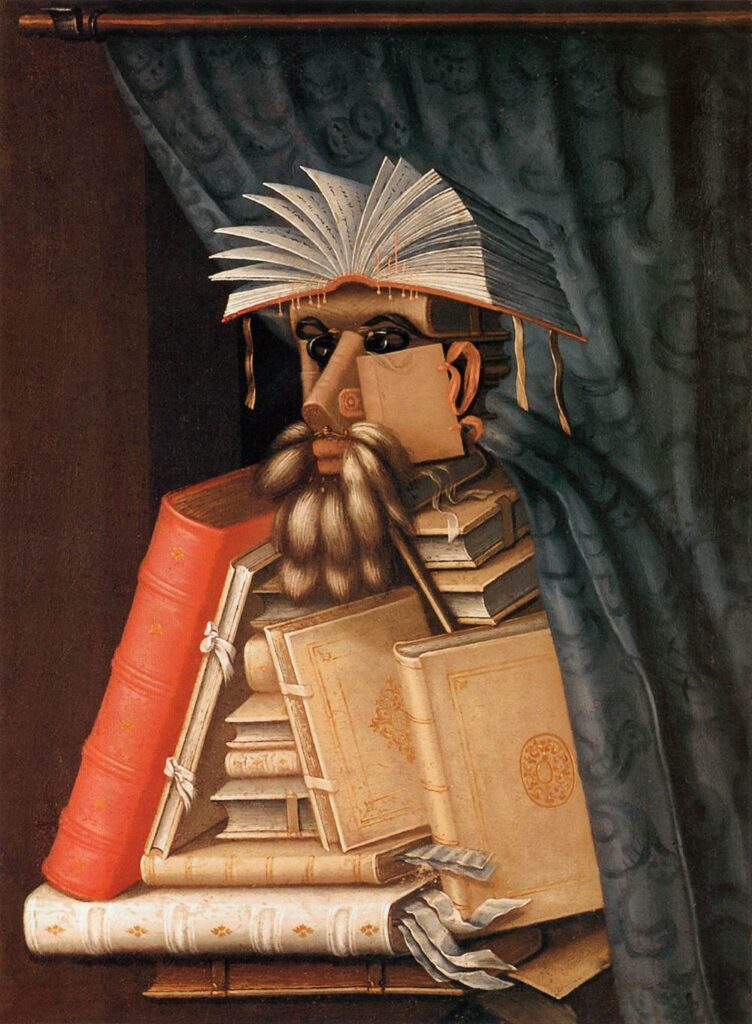 The Librarian, a portrait made entirely of books and papers, by Giuseppe Arcimboldo